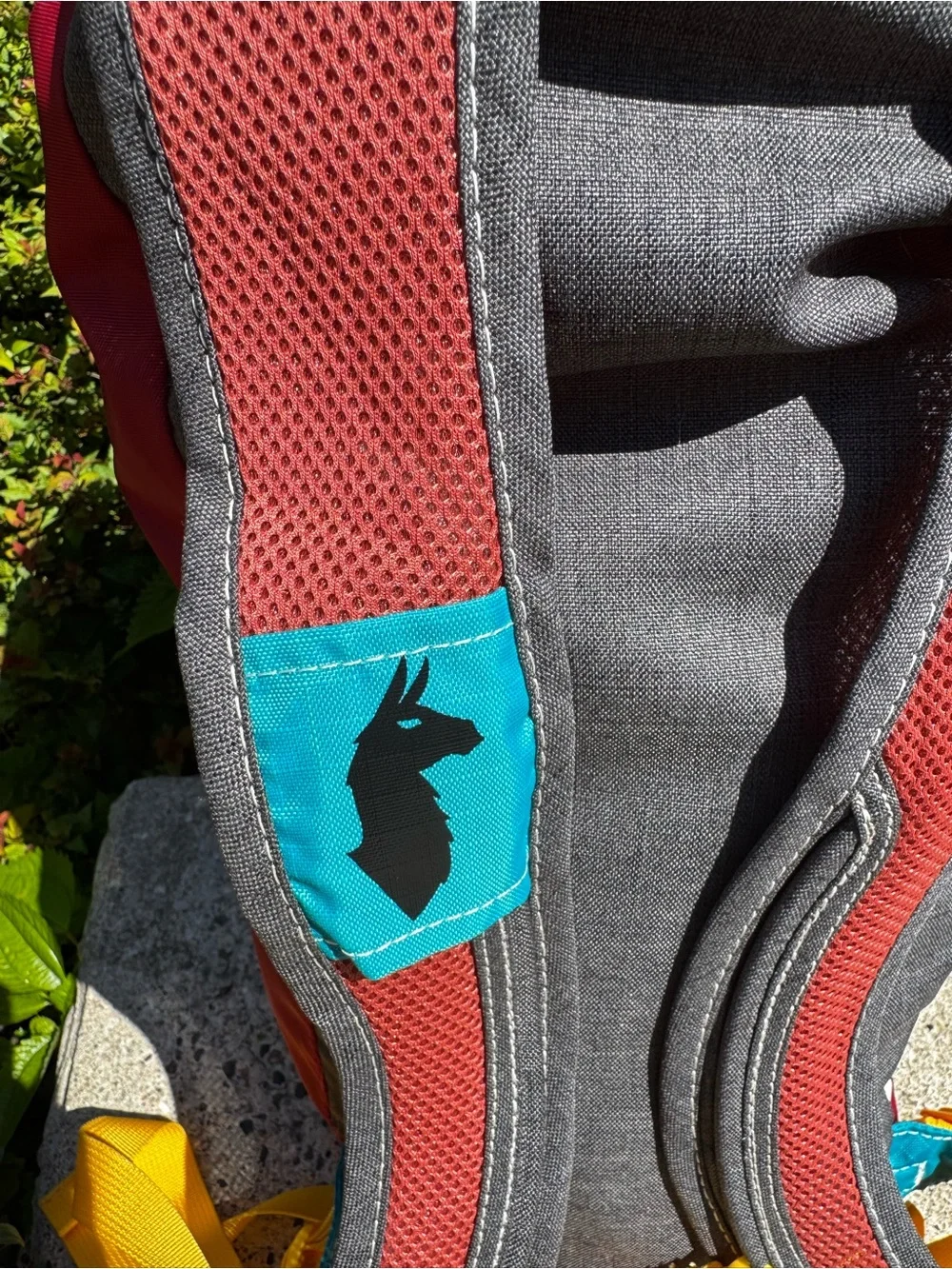 cotopaxi Luzon 18L Teal, Gray & Red Drawstring Daypack with Yellow Accents